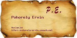 Pohorely Ervin névjegykártya